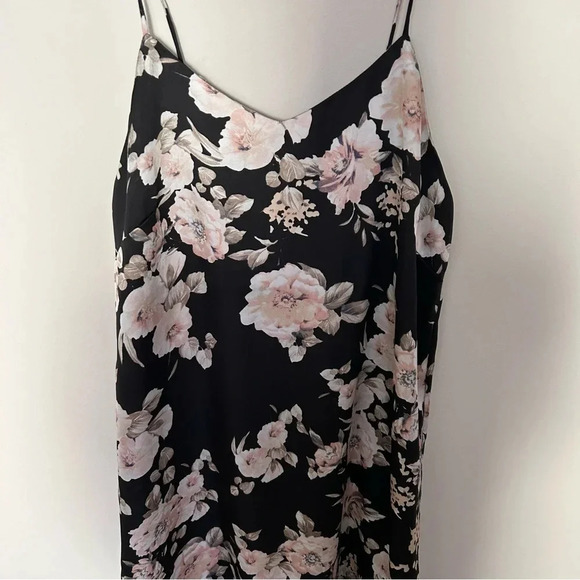 Mod Ref 90's Inspired Black Floral Midi Slip Dress Tie Back Size Small - Picture 2 of 7